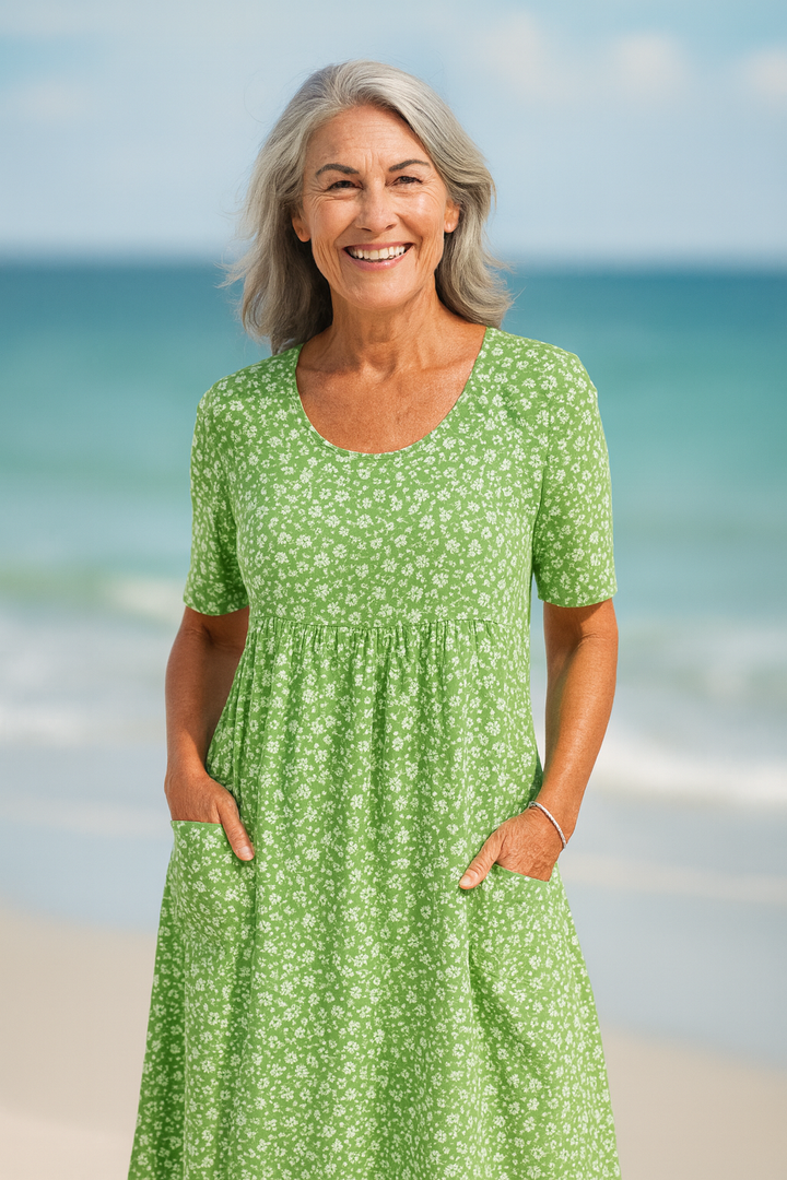 Maribelle | Effortless Floral Midi Dress - Covers upper arms & tummy